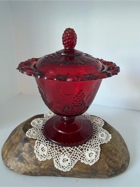 Vintage Ruby Red Compote Dessert Pedestal